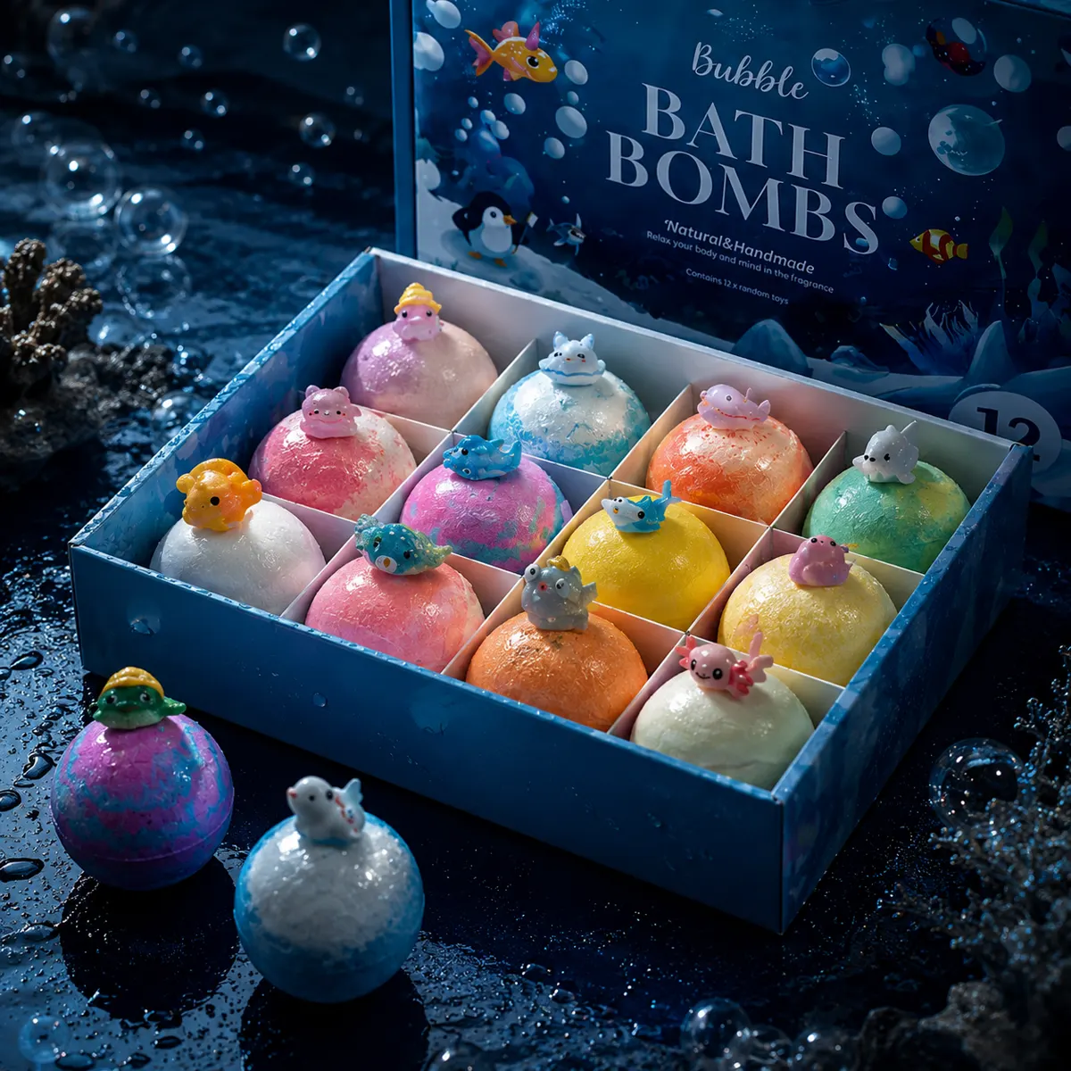 Child playing with the surprise toy revealed inside a Fizz Friends bath bomb